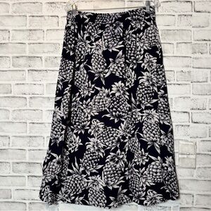 J. Crew White‎ and Blue Midi A-Line Skirt